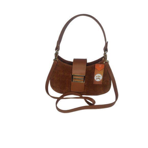 Genuine Charlie Leather “Stazalina” Small Handbag & Crossbody–Cognac/Brown-NWT - Picture 8 of 13